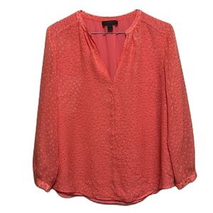 Women’s J.CREW, Long V-Neck, Cuffed Long Sleeves Too, Coral, Size 2